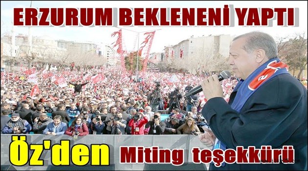 Öz'den Miting  teşekkürü