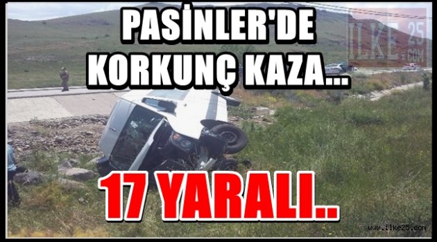 Pasinler'de Araç Şarampole Yuvarlandı.17 Yaralı